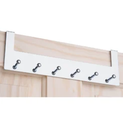 None Over The Door Hook Rail - Polished Chrome - 6 Hooks