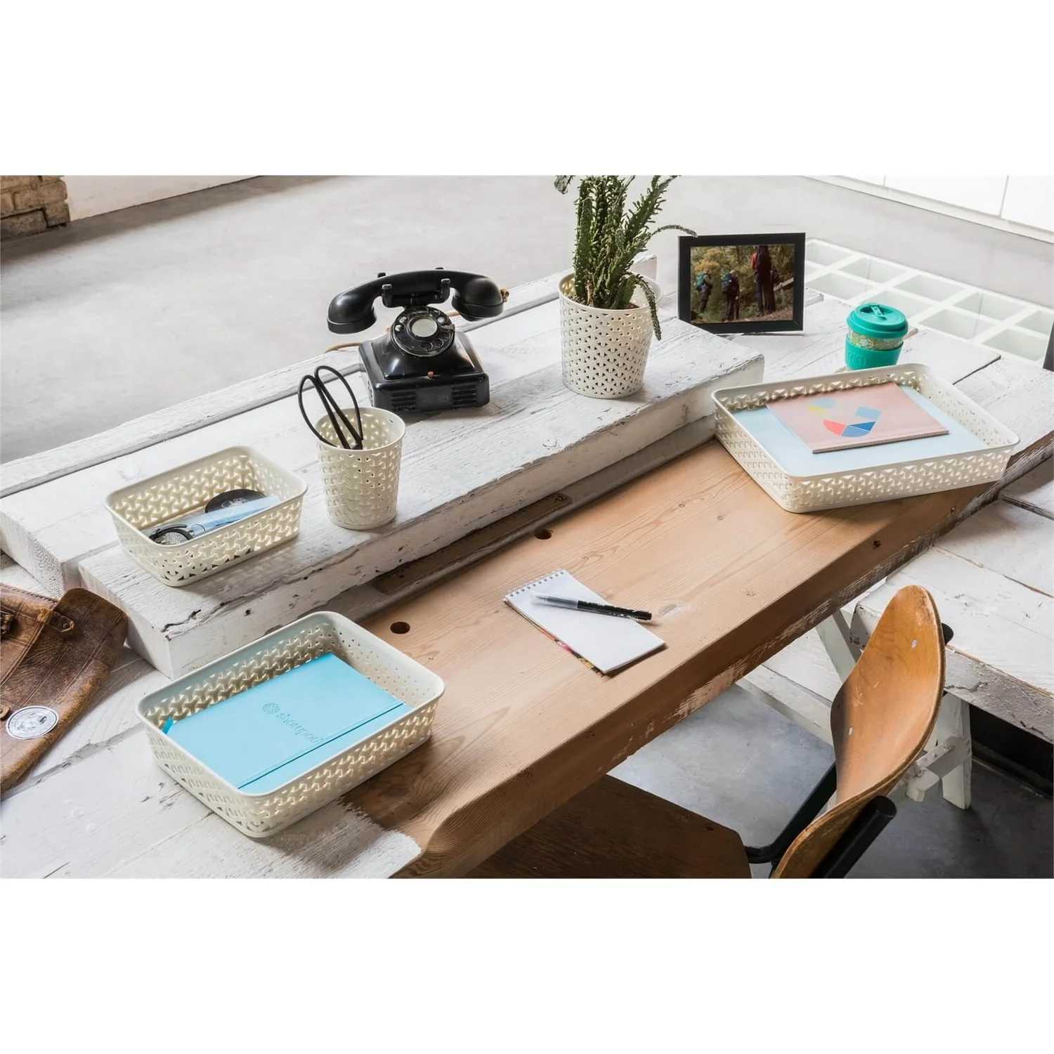 Curver My Style Medium Rectangular Plastic Storage Basket - Vintage White - 13L - Image 3