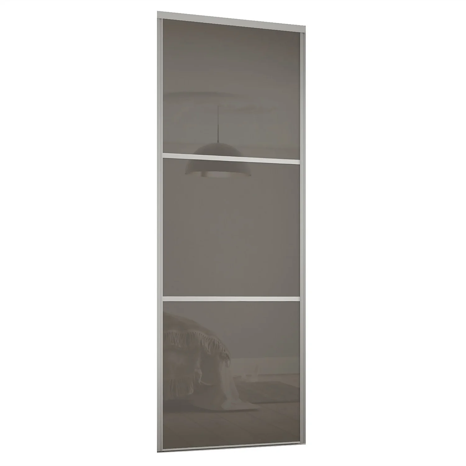 Linear Sliding Wardrobe Door 3 Panel Cappuccino Glass With Silver Frame (W)762mm
