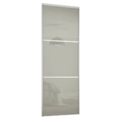 Linear Sliding Wardrobe Door 3 Panel Arctic White Glass With White Frame (W)762mm