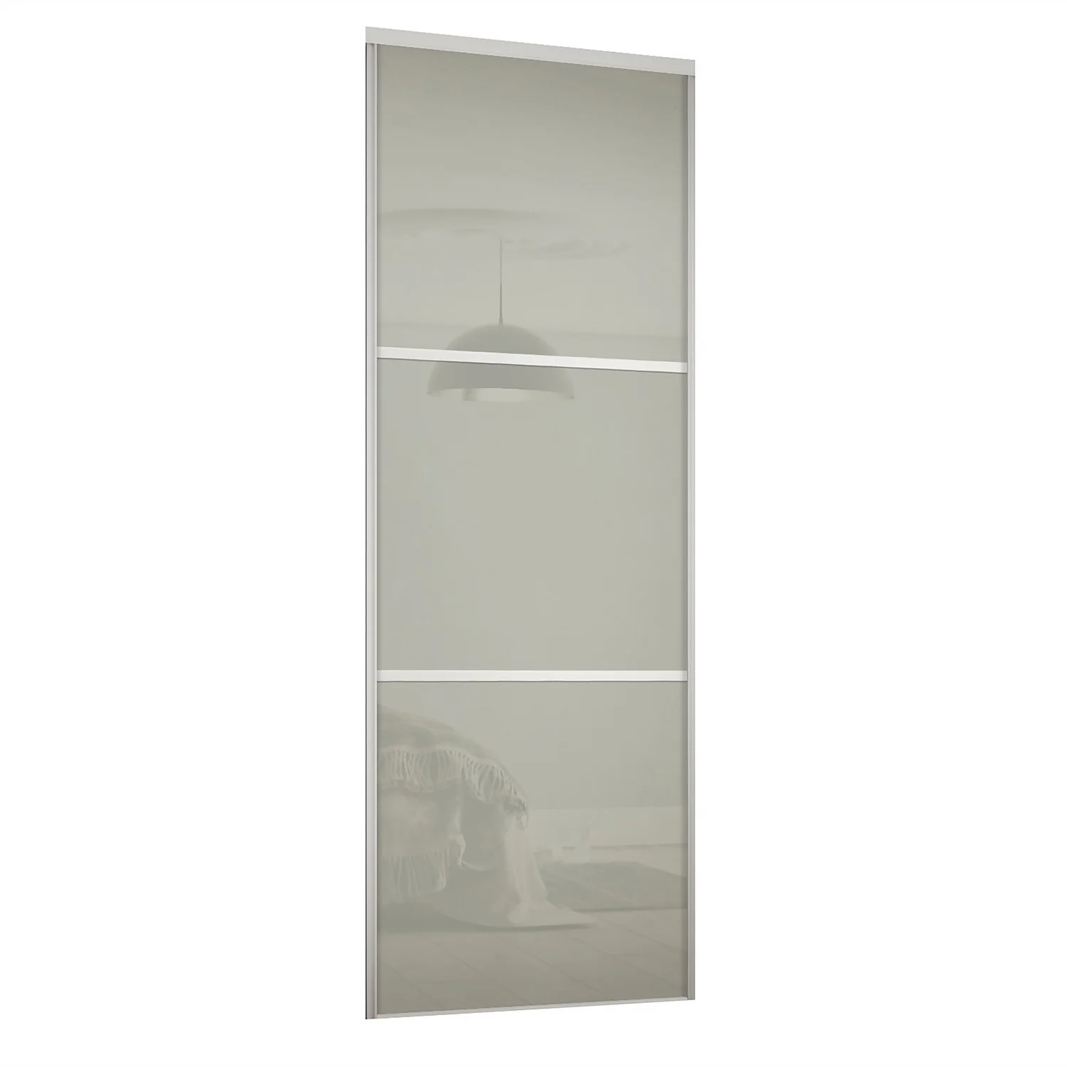 Linear Sliding Wardrobe Door 3 Panel Arctic White Glass With White Frame (W)762mm