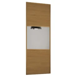 Linear Sliding Wardrobe Door 3 Panel Oak / Mirror With Oak Frame (W)762mm