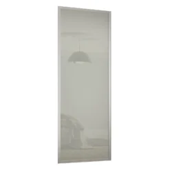 Ellipse Sliding Wardrobe Door 1 Panel Arctic White Glass With Aluminium Frame (W)610mm