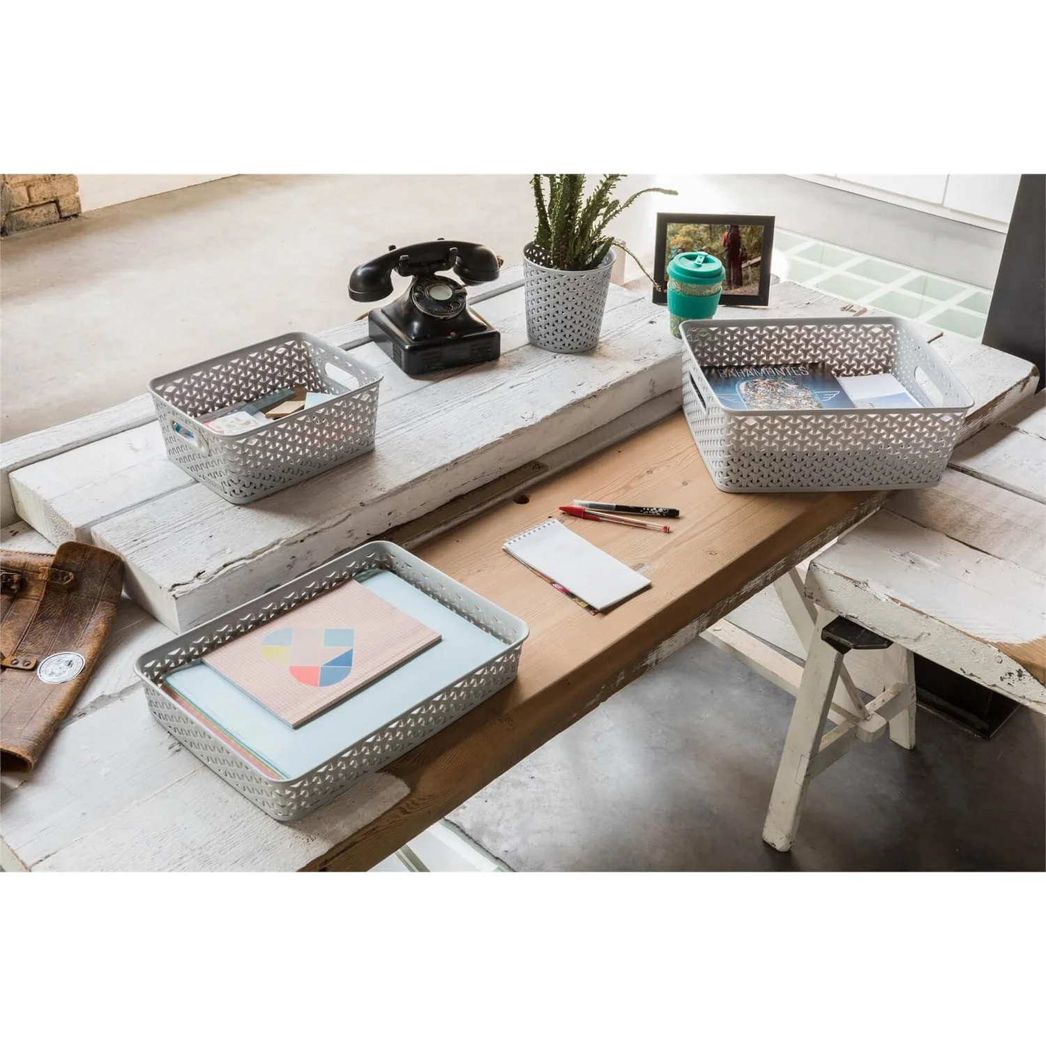 Curver My Style Small Rectangular Plastic Storage Basket - Grey - 4L - Image 3