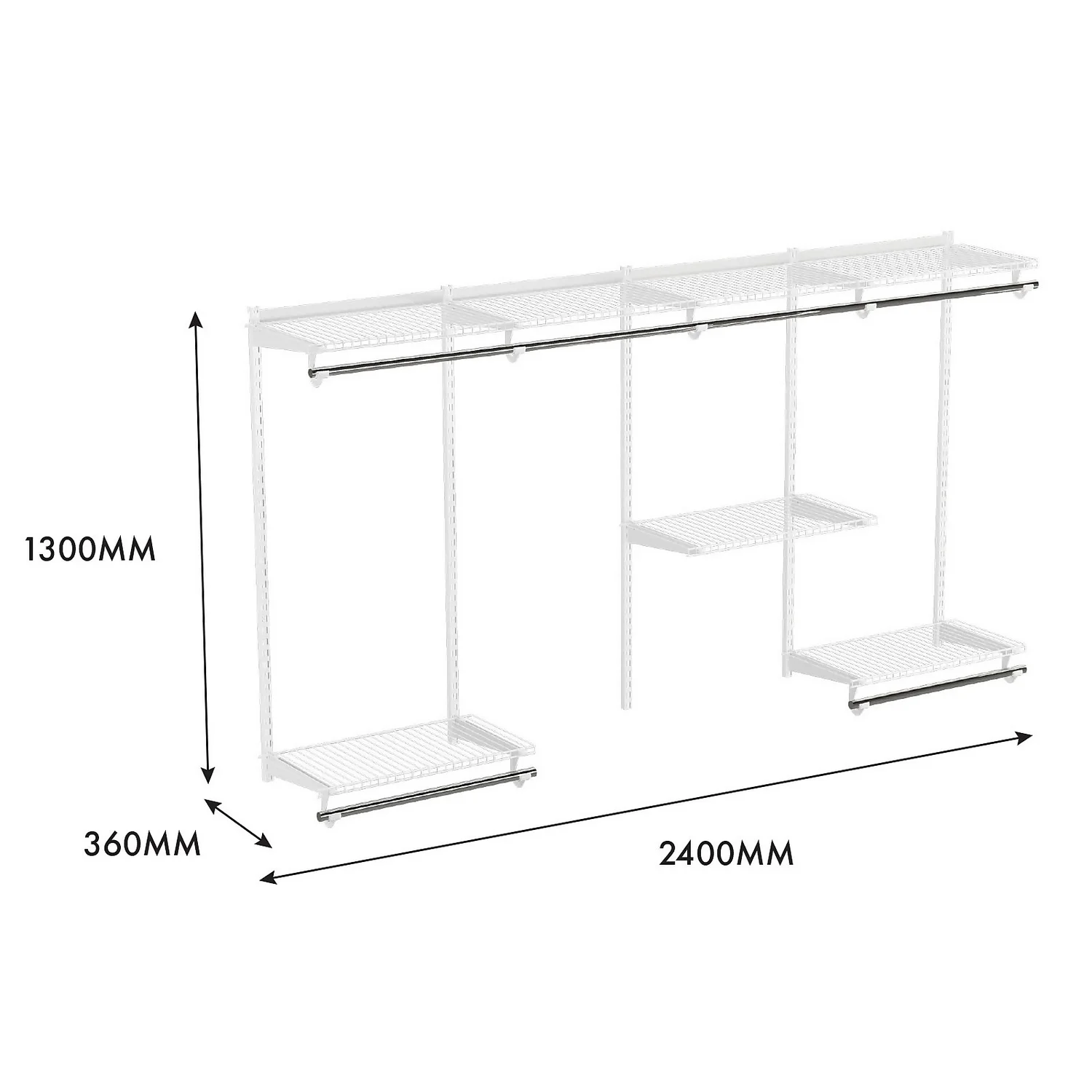 None Wardrobe System Starter Kit - White - 2.4m - Image 4