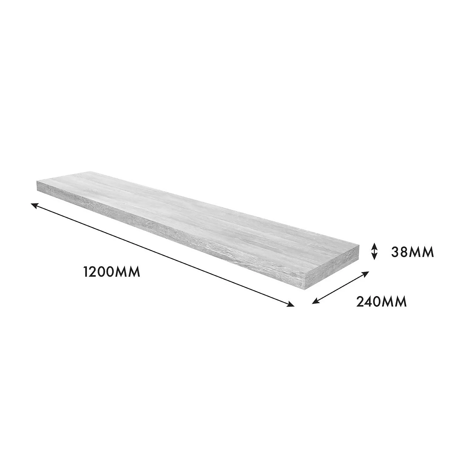 Floating Shelf - Grey Oak - 1200 X 240 X 38mm - Image 4