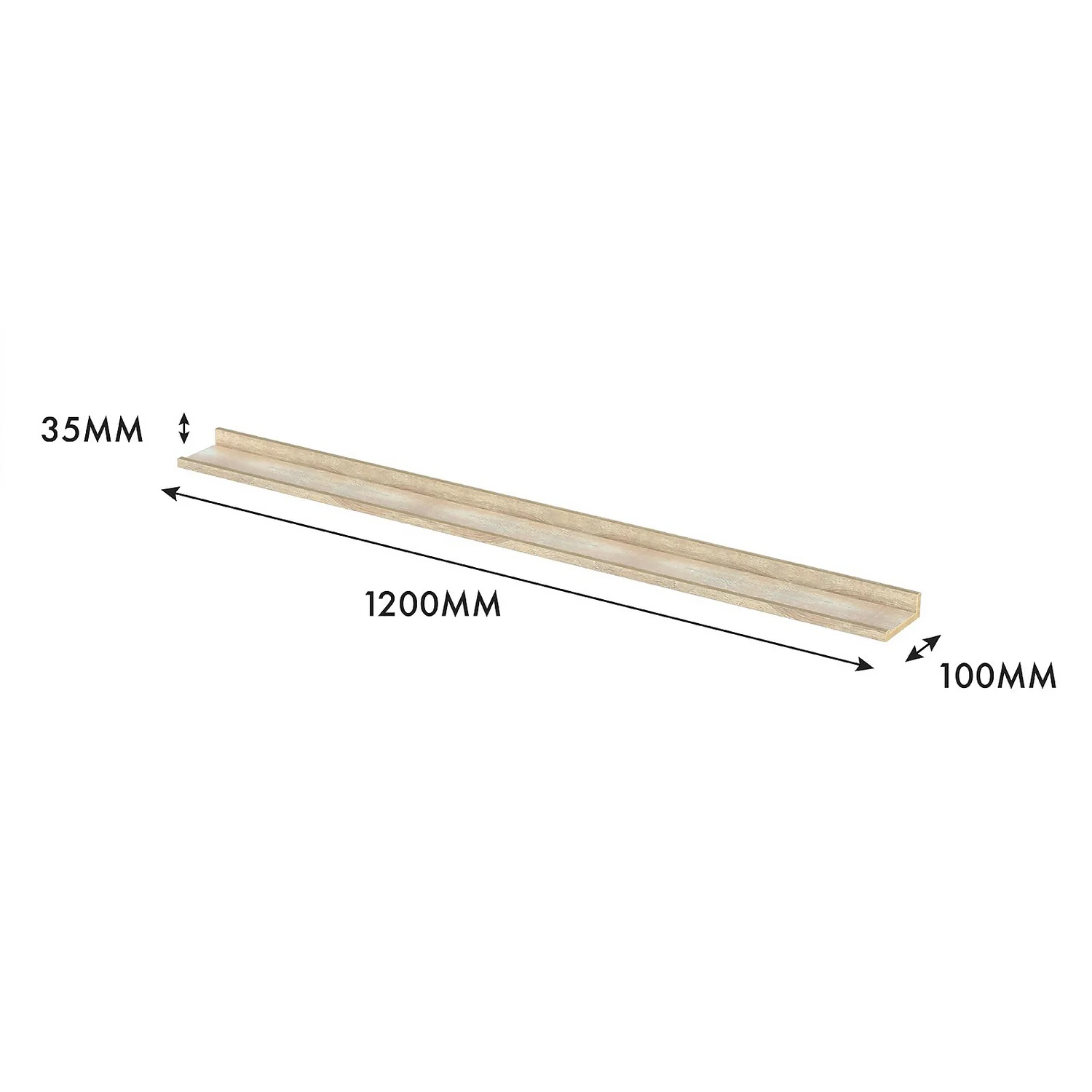 Flexi Storage Decorative Shelving Photo Shelf - Sanoma Oak - 1200x35x100mm - Image 4