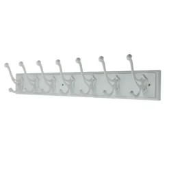 7 White Antique Hooks On Rustic Board