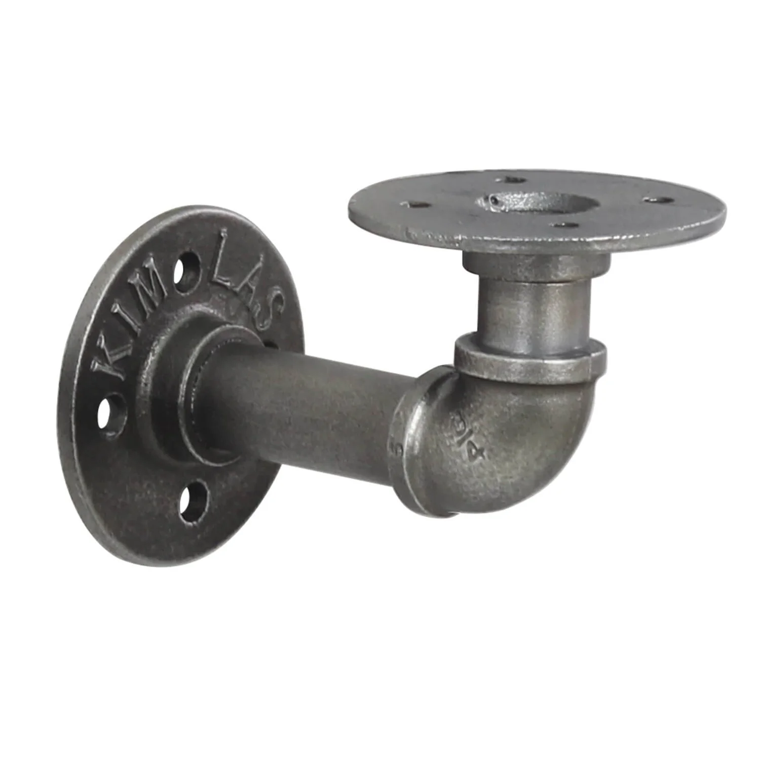 None Industrial Curved Pipe Bracket Gun Metal