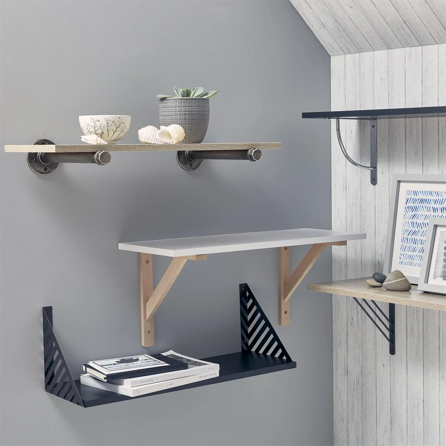 None Industrial Straight Pipe Bracket Gun Metal - Image 2