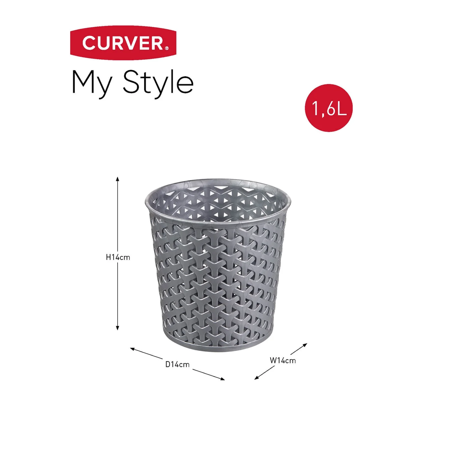 Curver My Style Large 1.6L Round Plastic Storage Organiser - Grey - Image 7