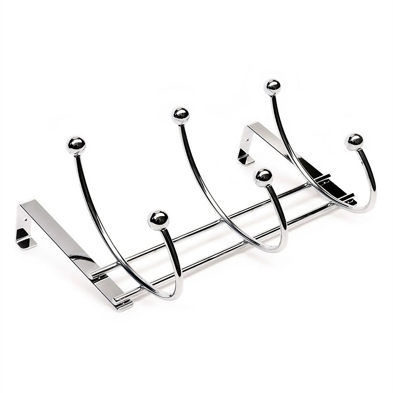 None Hat And Coat Over The Door Hanger - Chrome Plated - 3 Hooks