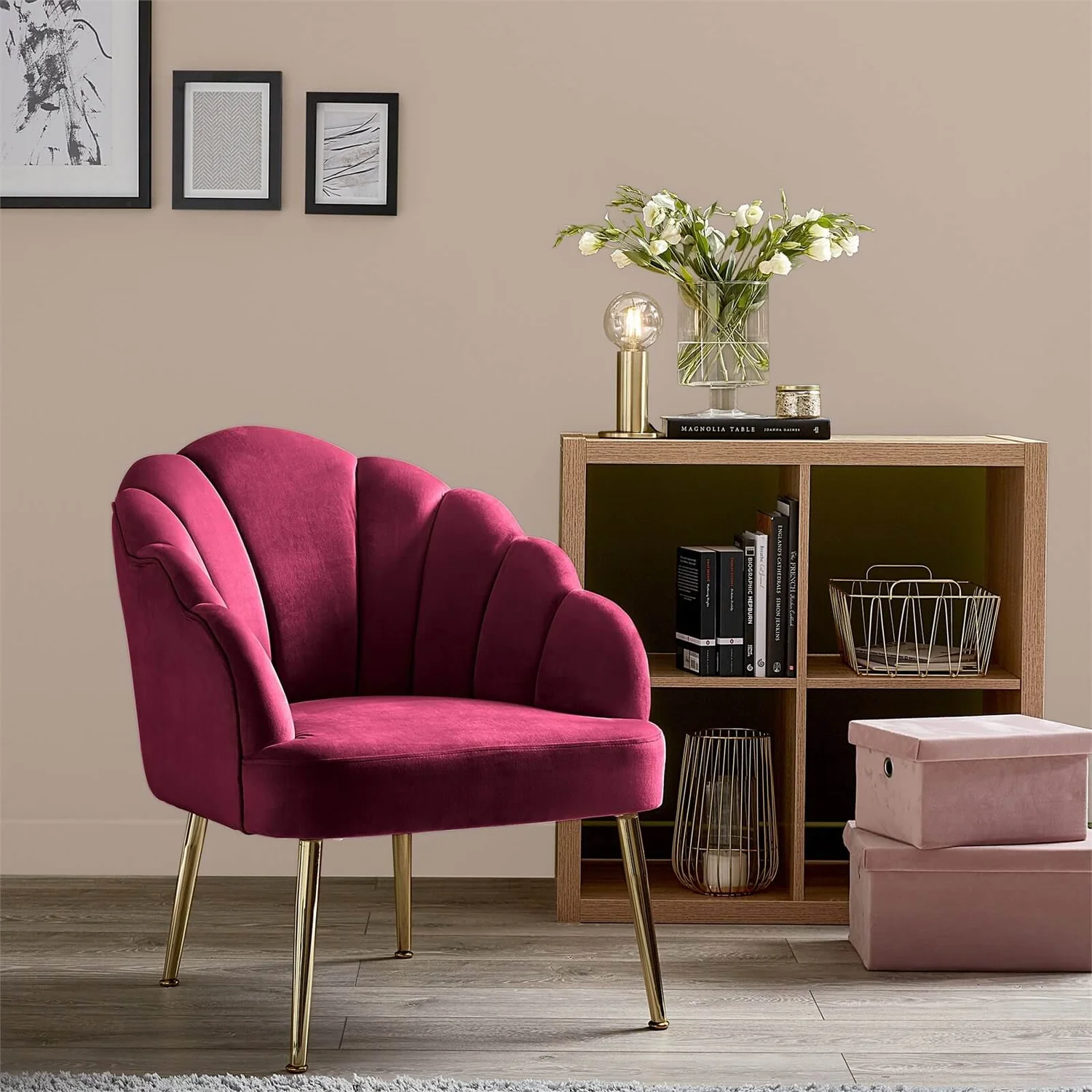 Sophia Scallop Occasional Chair - Cerise - Image 2