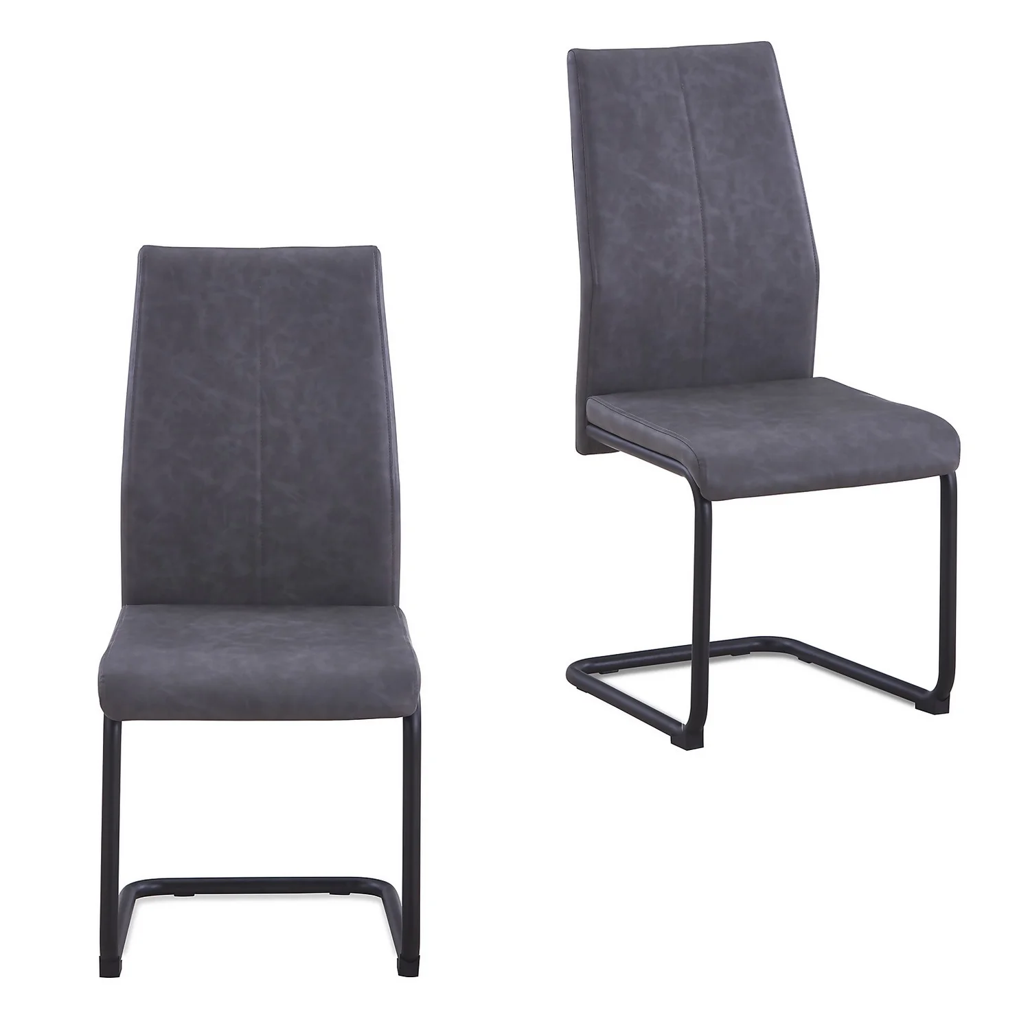 Skelby Cantilever Dining Chairs - Set Of 2 - Grey