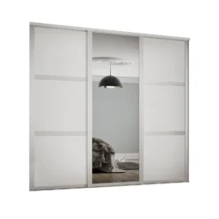 Shaker 3 Door Sliding Wardrobe Kit White Panel / Mirror With White Frame (W)2136 X (H)2260mm