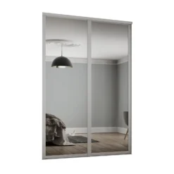 Shaker 2 Door Sliding Wardrobe Kit Mirror With Cashmere Frame (W)1449 X (H)2260mm