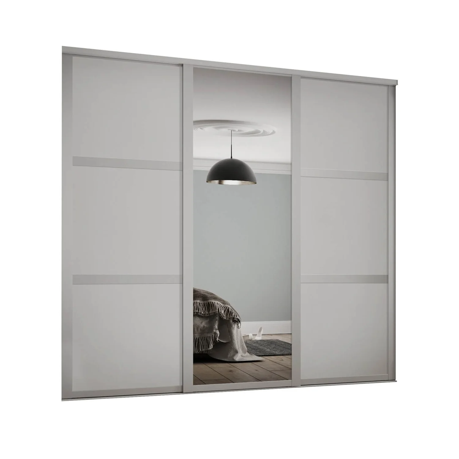 Shaker 3 Door Sliding Wardrobe Kit Cashmere Panel / Mirror (W)2592 X (H)2260mm