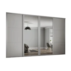 Shaker 4 Door Sliding Wardrobe Kit Cashmere Panel / Mirror (W)2290 X (H)2260mm
