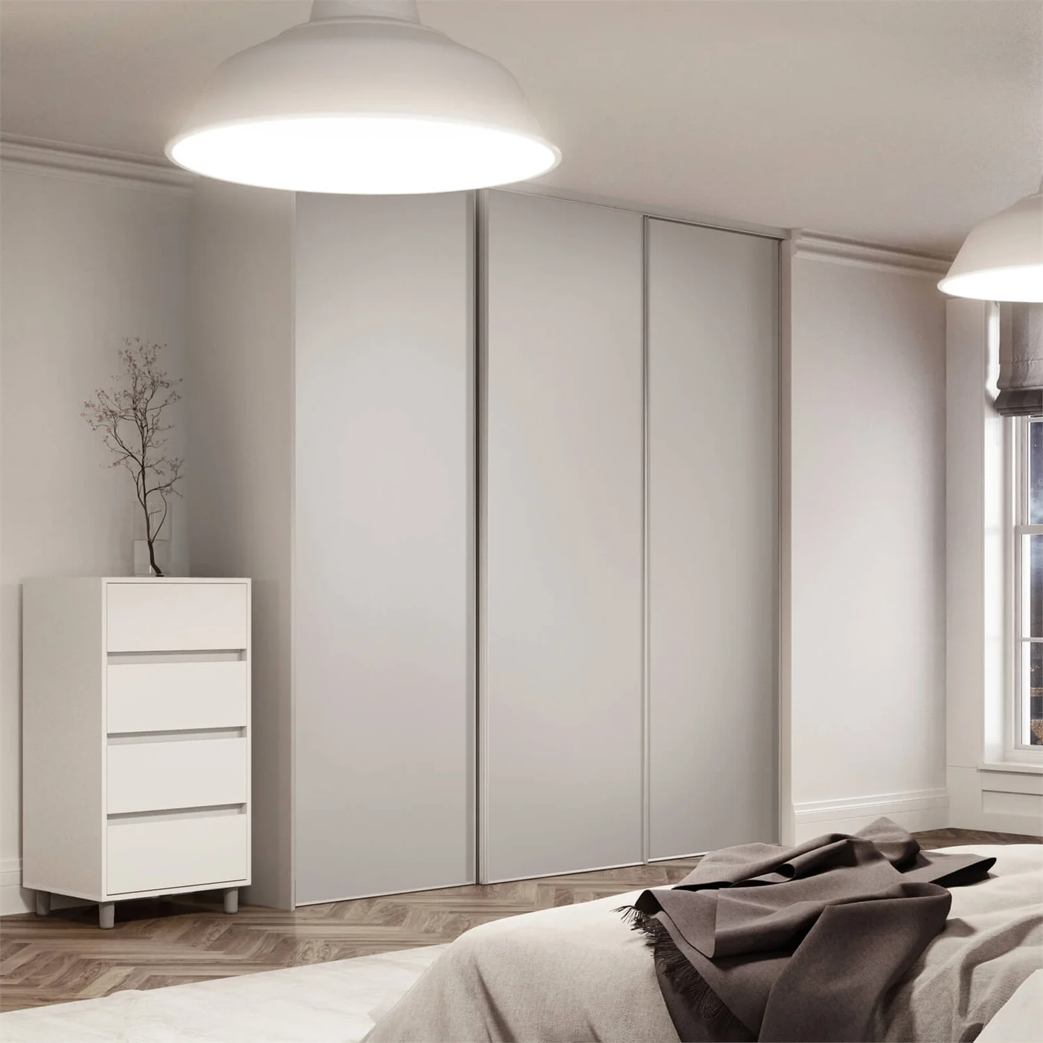 Classic 3 Door Sliding Wardrobe Kit Dove Grey Panel (W)2216 X (H)2260mm - Image 2
