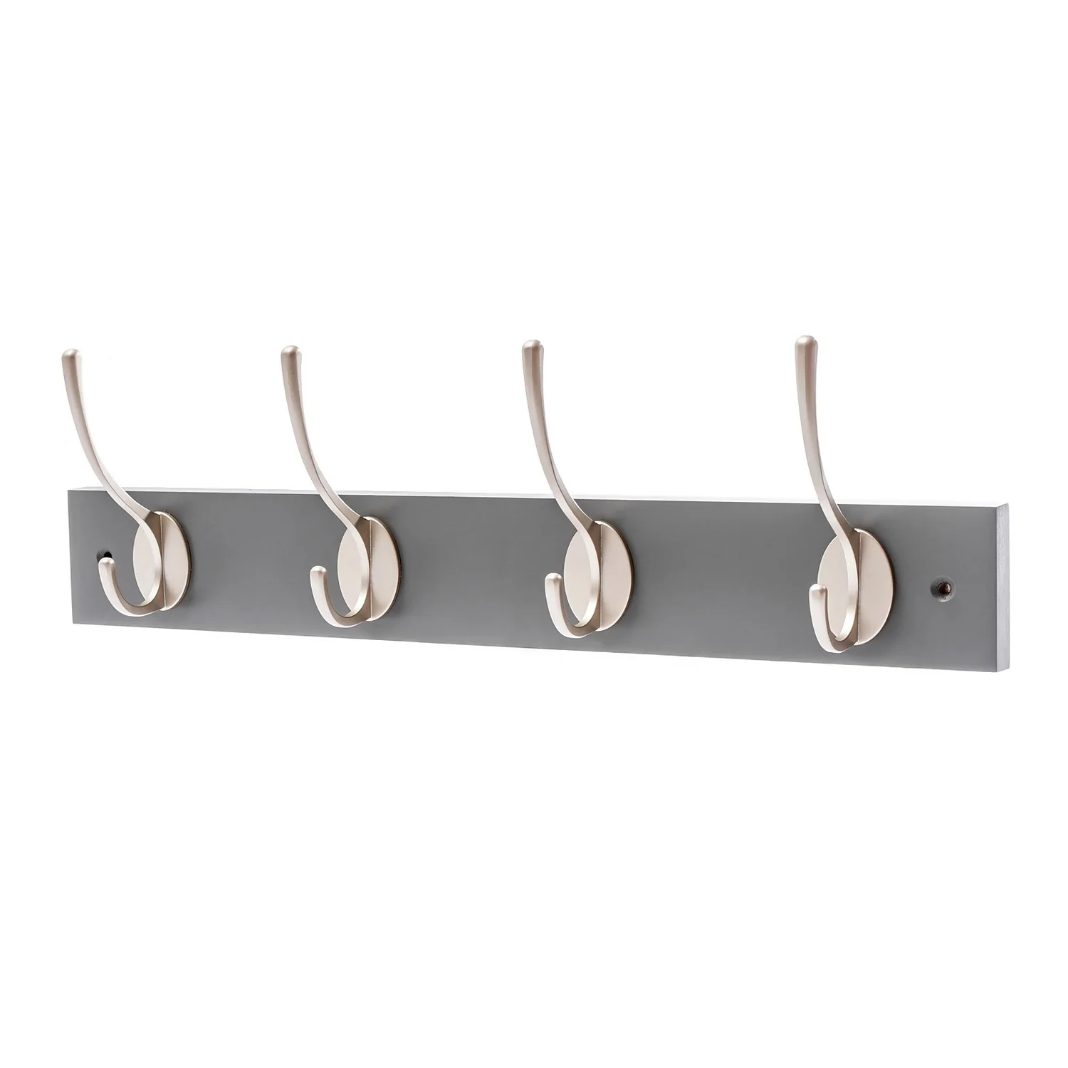 4 Victorian Satin Nickel Hooks On Slate Grey Bloc Board