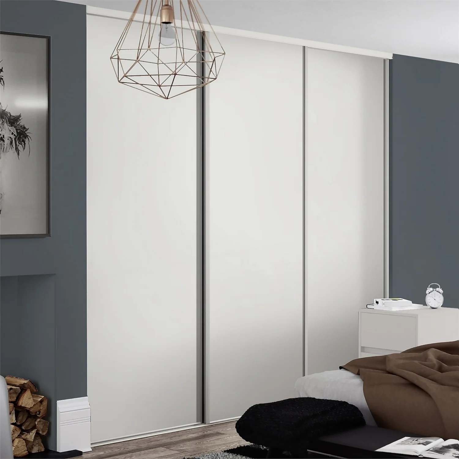 Classic Sliding Wardrobe Door White Panel With White Frame (W)914mm - Image 2