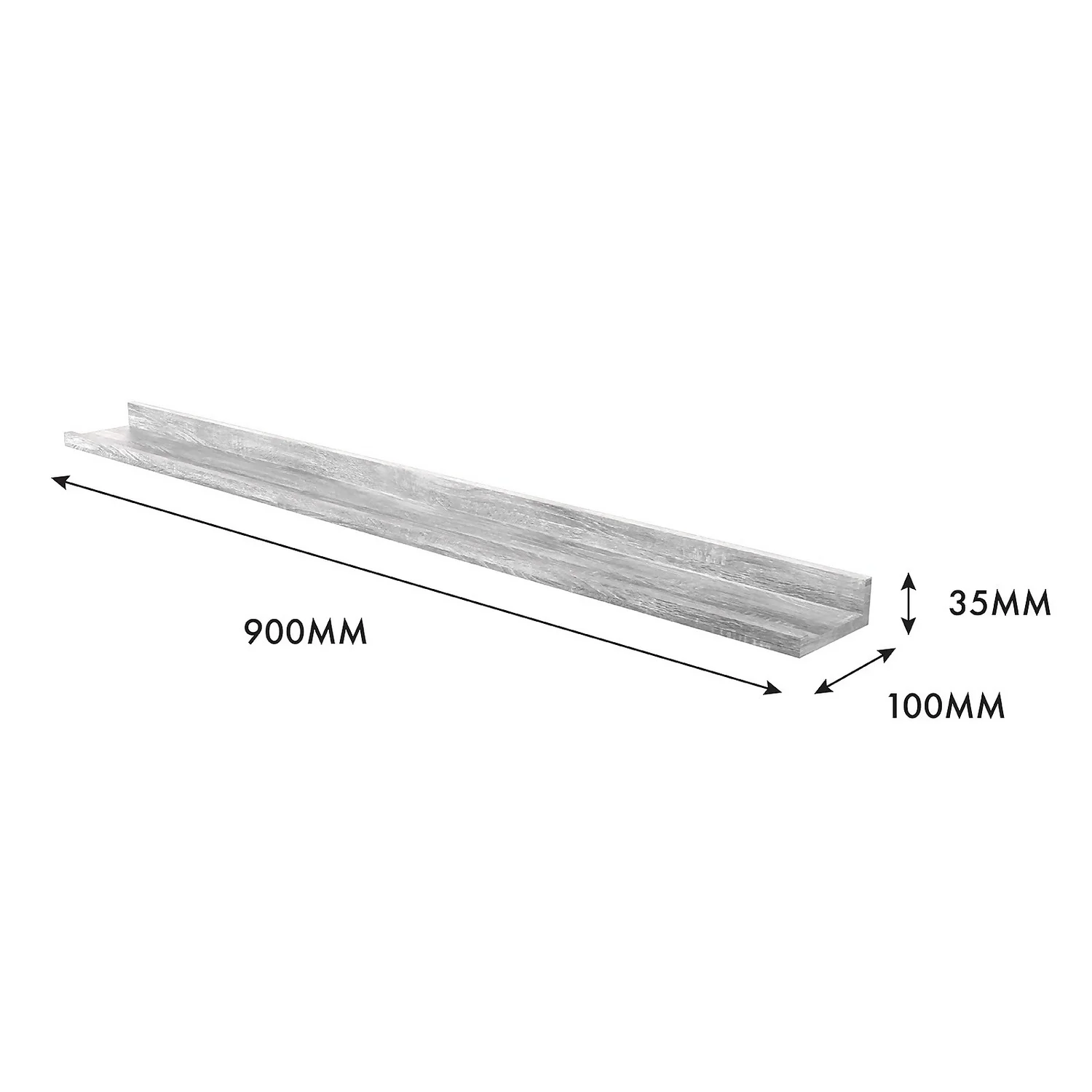 Flexi Storage Decorative Shelving Photo Shelf Grey Oak 900x35x100mm - Image 3