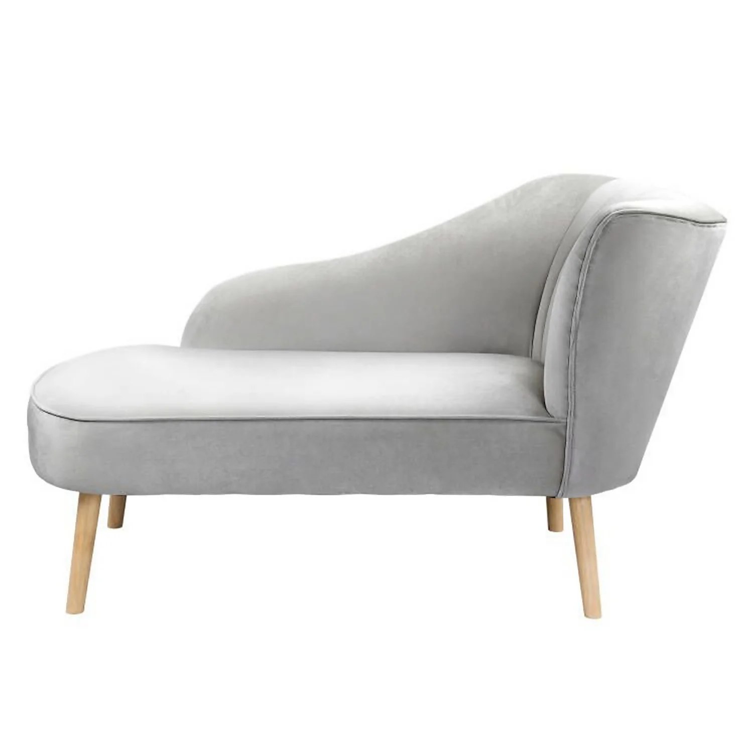Lara Luxury Velvet Chaise Longue - Silver - Image 2