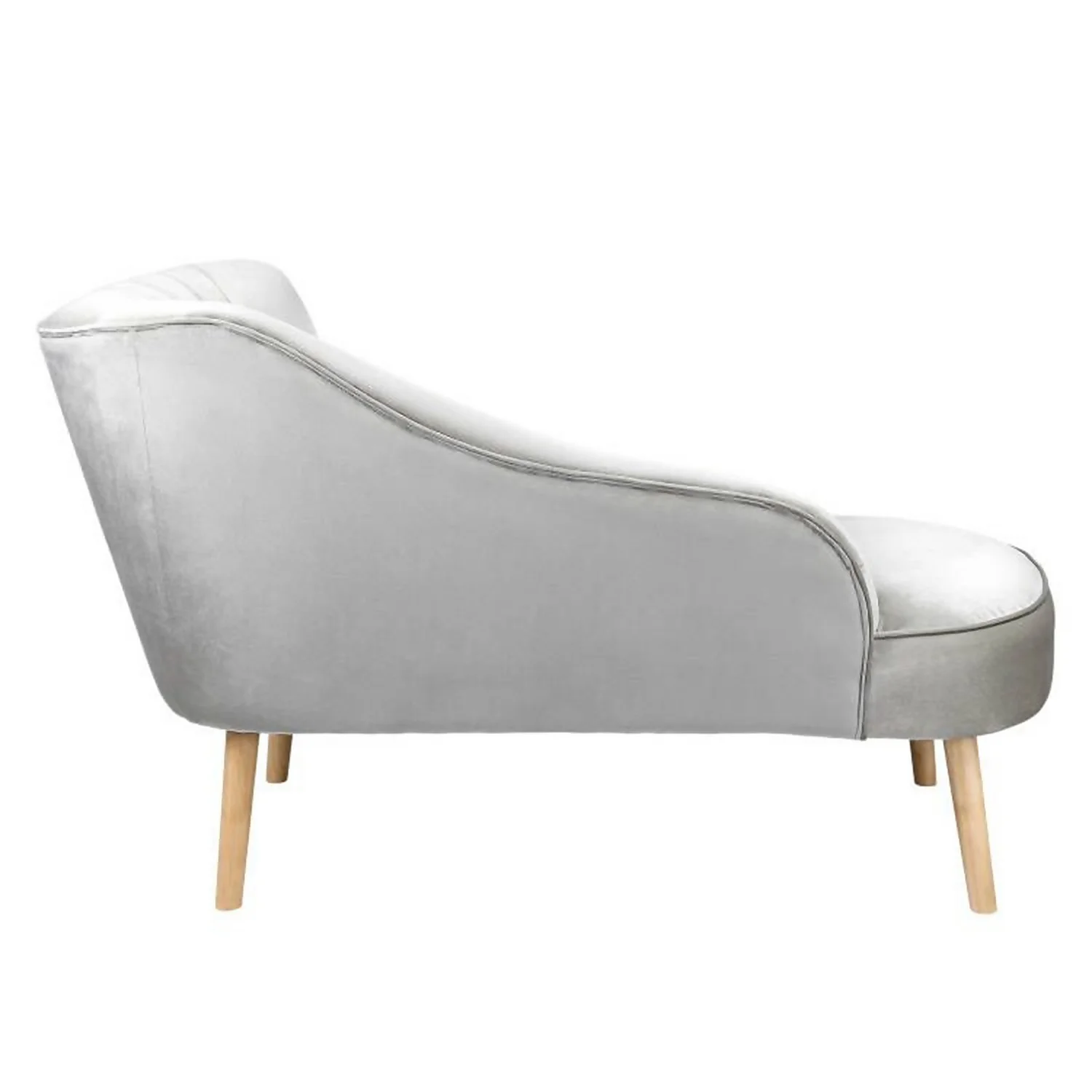 Lara Luxury Velvet Chaise Longue - Silver - Image 3