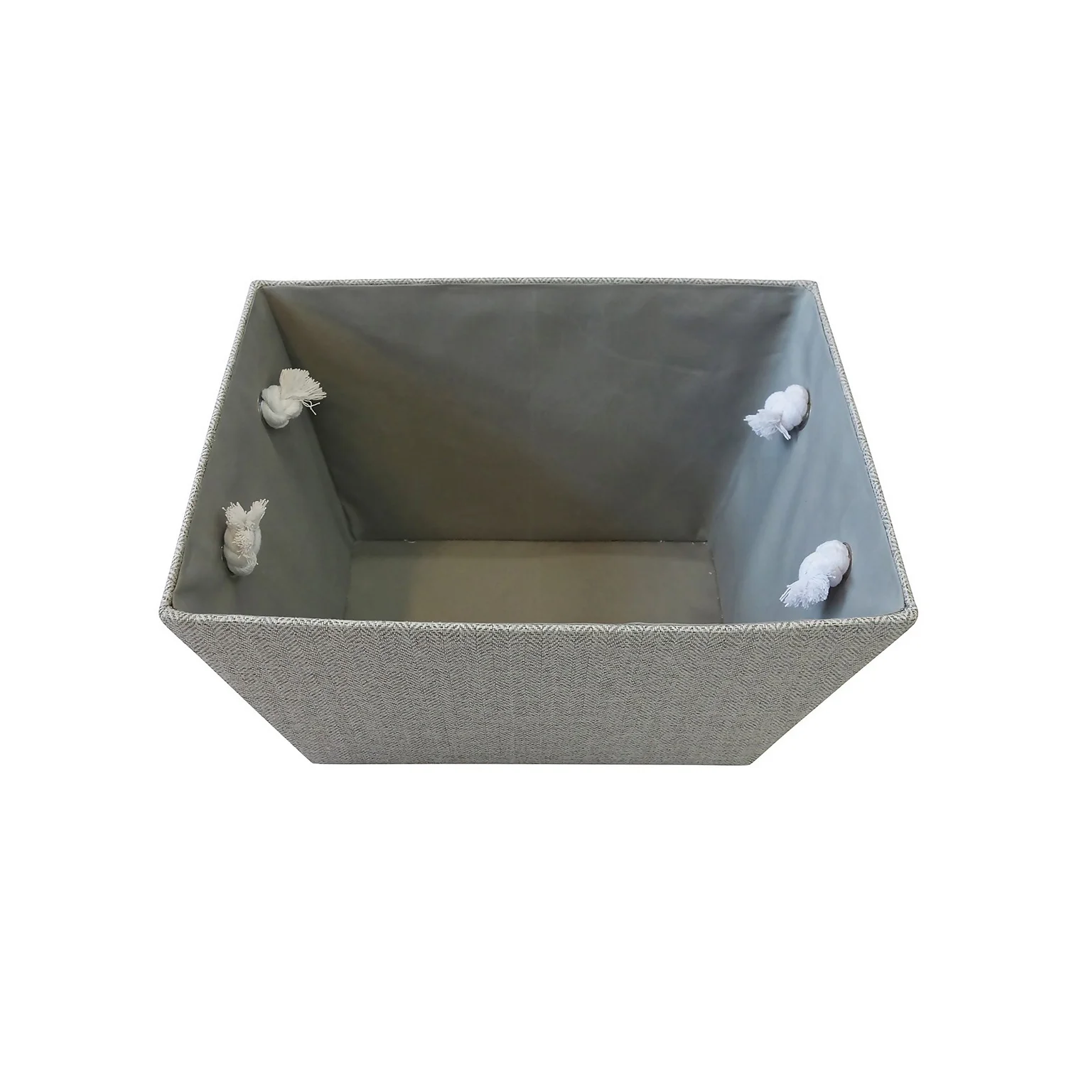 Neutral Herringbone Medium Storage Basket - Image 2