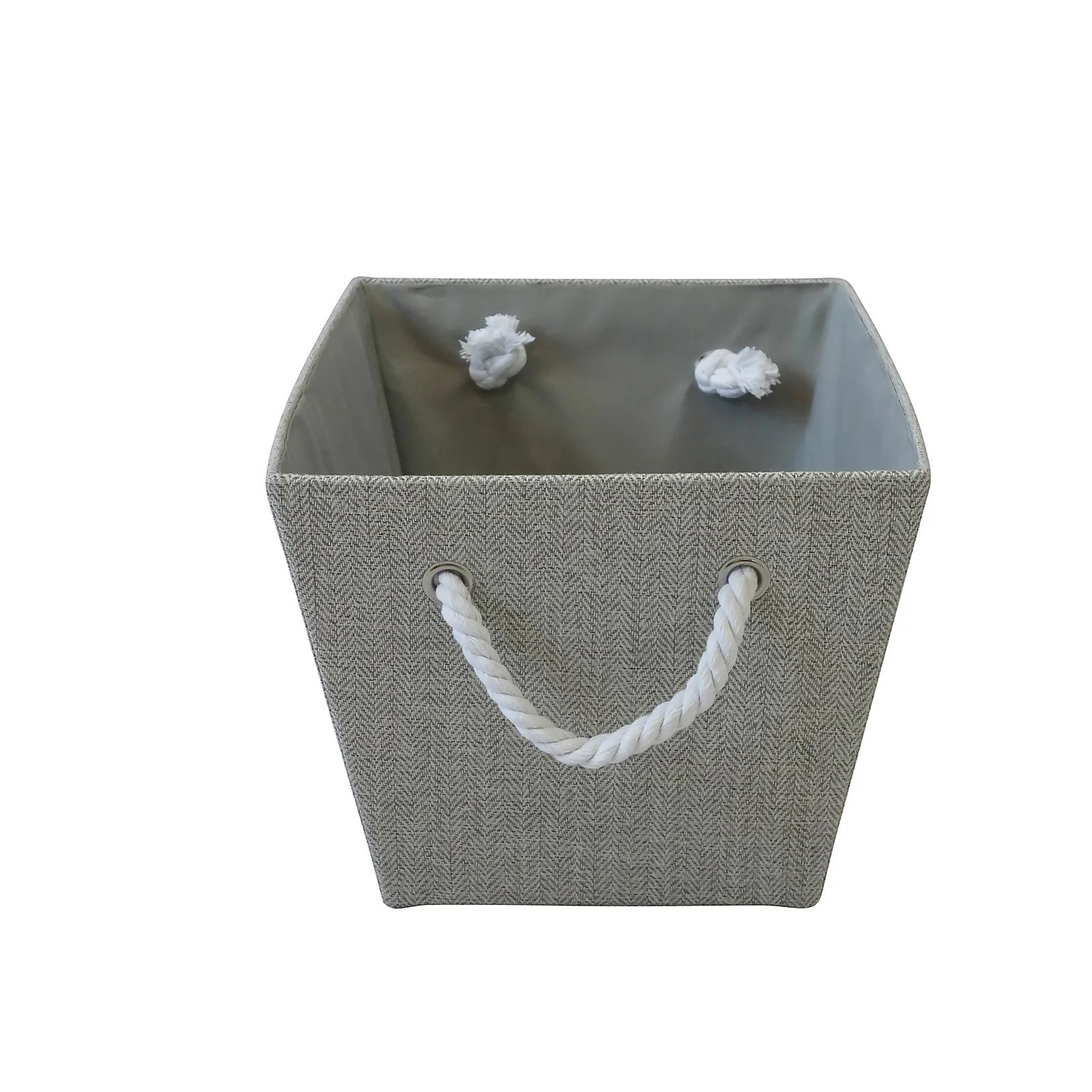 Neutral Herringbone Medium Storage Basket - Image 3