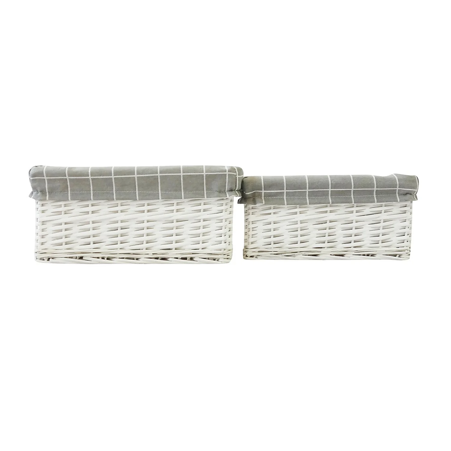Set Of 2 White Willow Lined Baskets - Image 2
