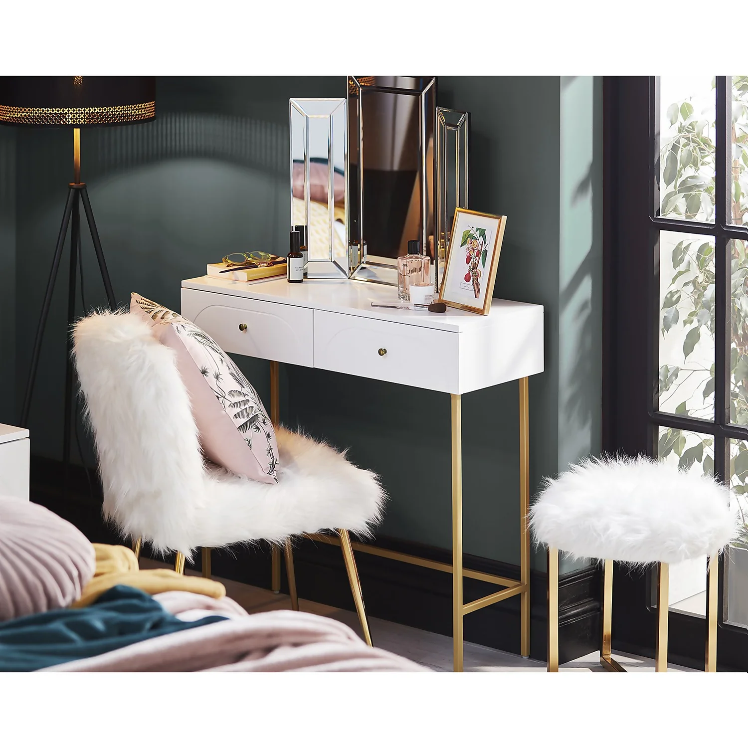 Mary Furry Stool - White - Image 2