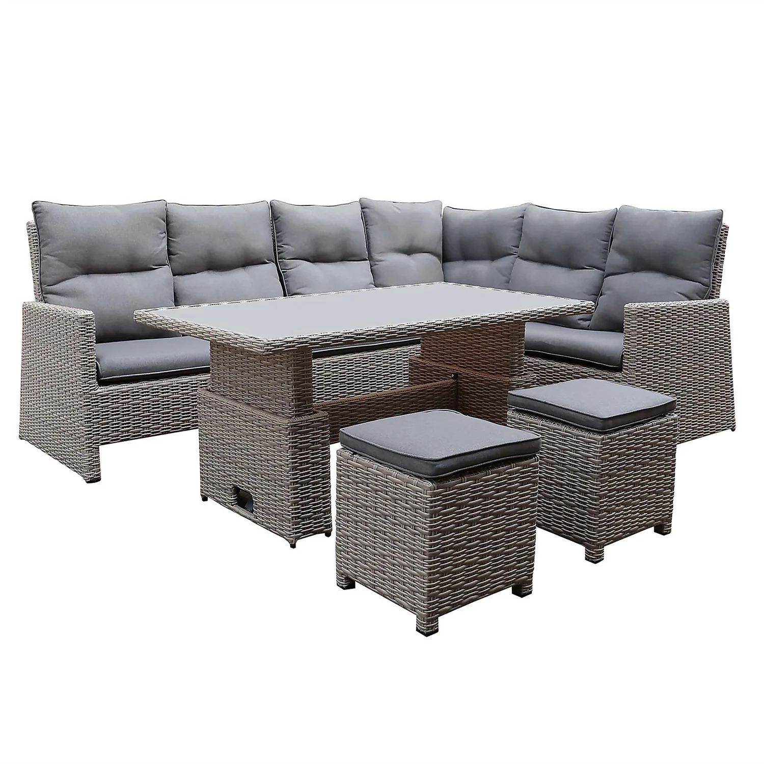 Mortimer Grey Rattan Garden Corner Sofa Set - Image 2