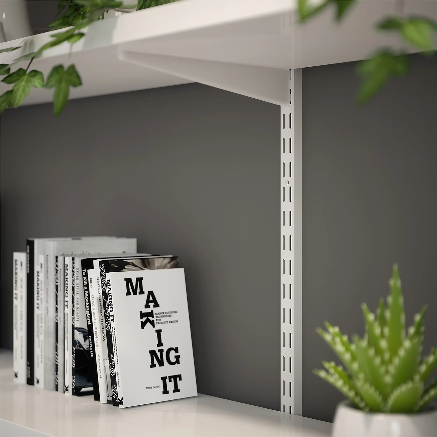 Anti-bacterial Twin Slot Shelving Kit - 1219mm White Twinslot And 320mm Brackets - White - Image 3