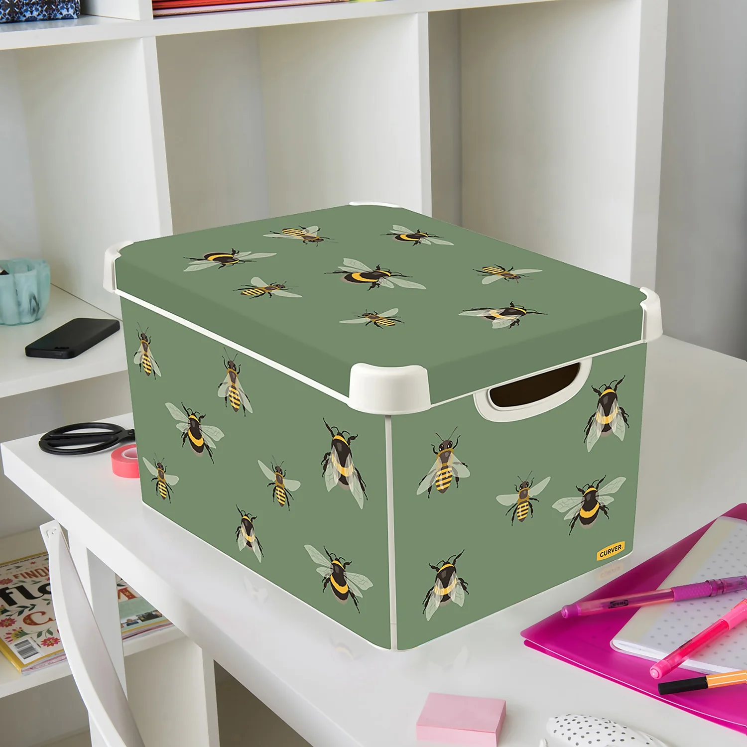 Curver Stockholm Bees Deco Storage Box - Green - 22L - Image 2