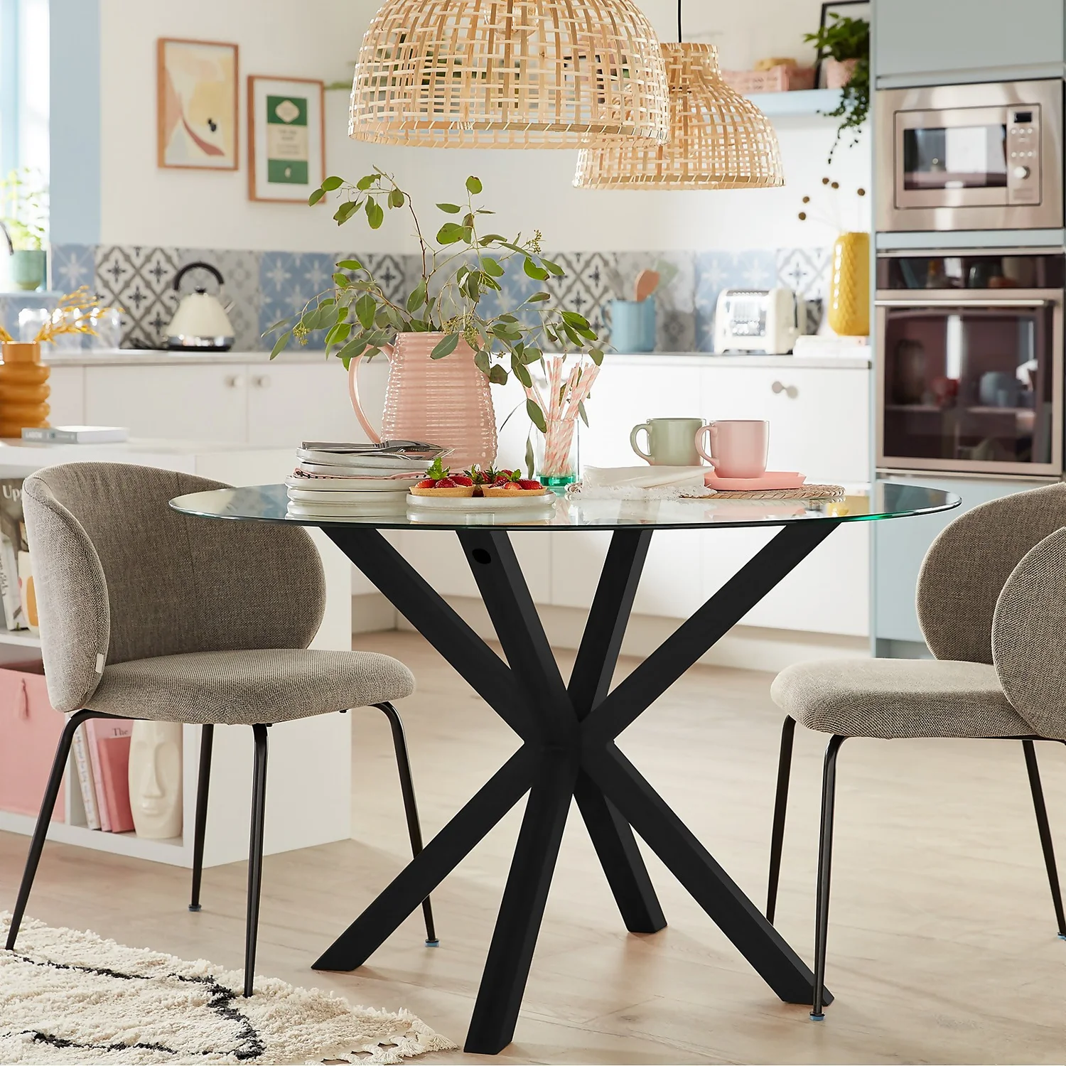 Ludlow Round Glass Dining Table - Charcoal - Image 2