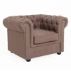 Chesterfield Faux Leather Armchair - Tan