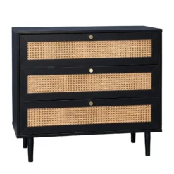 Kubu Rattan 3 Drawer Chest - Black