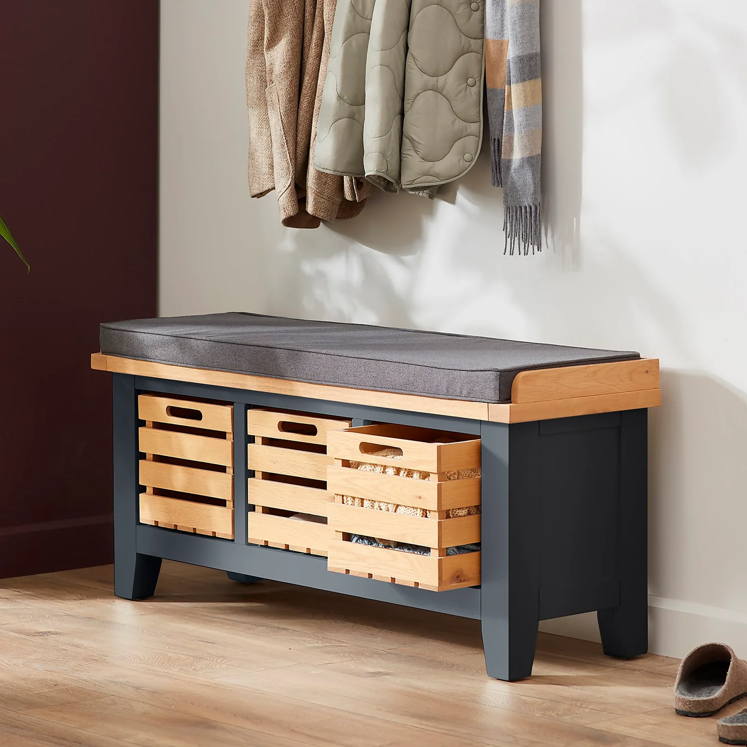 Ashstead Storage Bench - Oak & Charcoal - Image 2