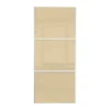 Linear Sliding Wardrobe Door 3 Panel Cream Glass With White Wooden Frame (W)914mm