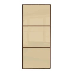 Linear Sliding Wardrobe Door 3 Panel Cream Glass With Walnut Frame (W)914mm
