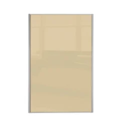 Loft Sliding Wardrobe Door Cream Glass With Silver Frame (W)762mm