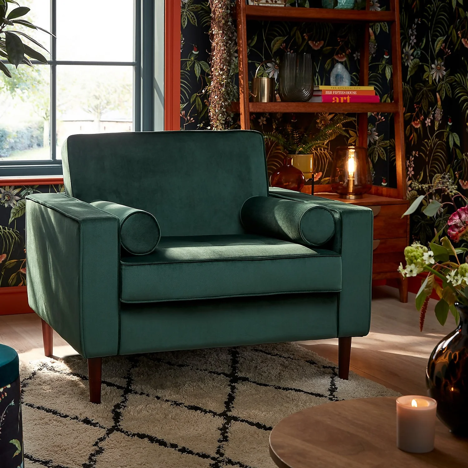 Merlin Velvet Armchair - Emerald - Image 2