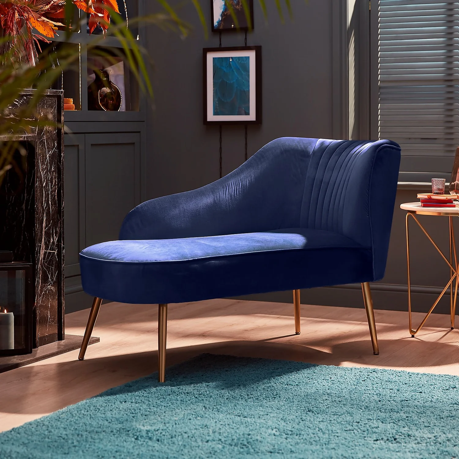 Gigi Velvet Chaise Longue - Midnight - Image 2