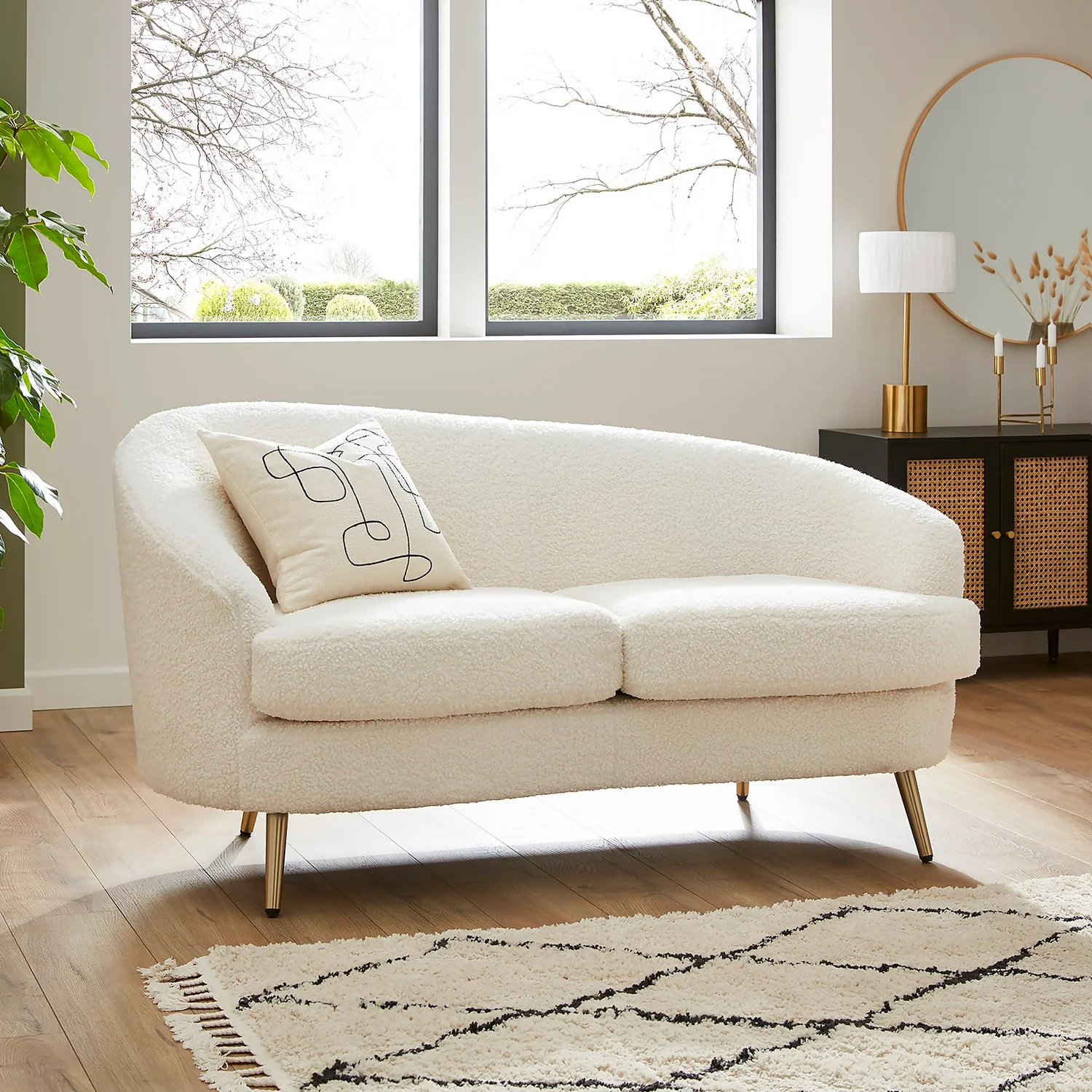 Lucie Asymmetric 2 Seater Sofa - Boucle - Image 2