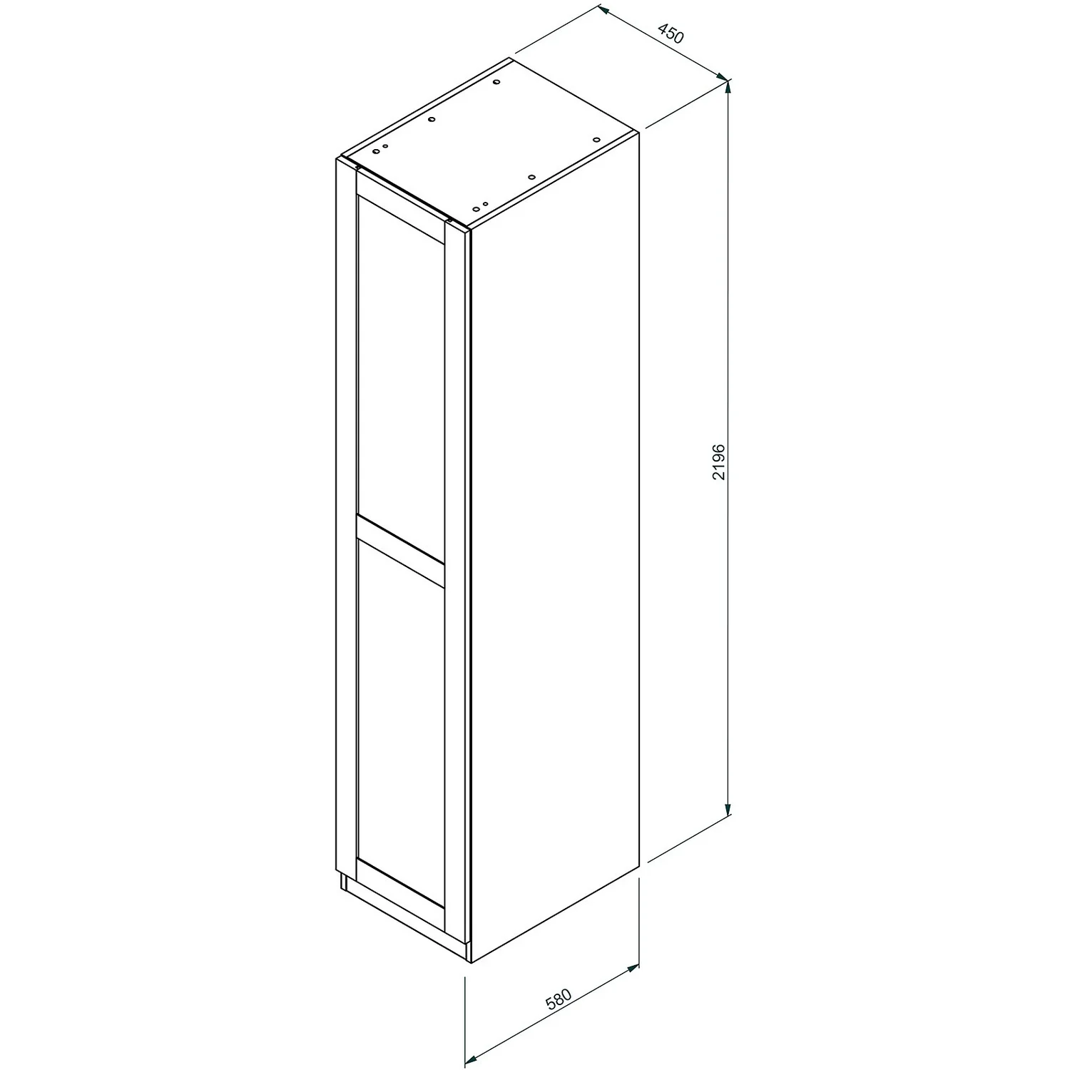 House Beautiful Realm Single Wardrobe, Oak Effect Carcass - White Shaker Door (W) 450mm X (H) 2196mm - Image 5