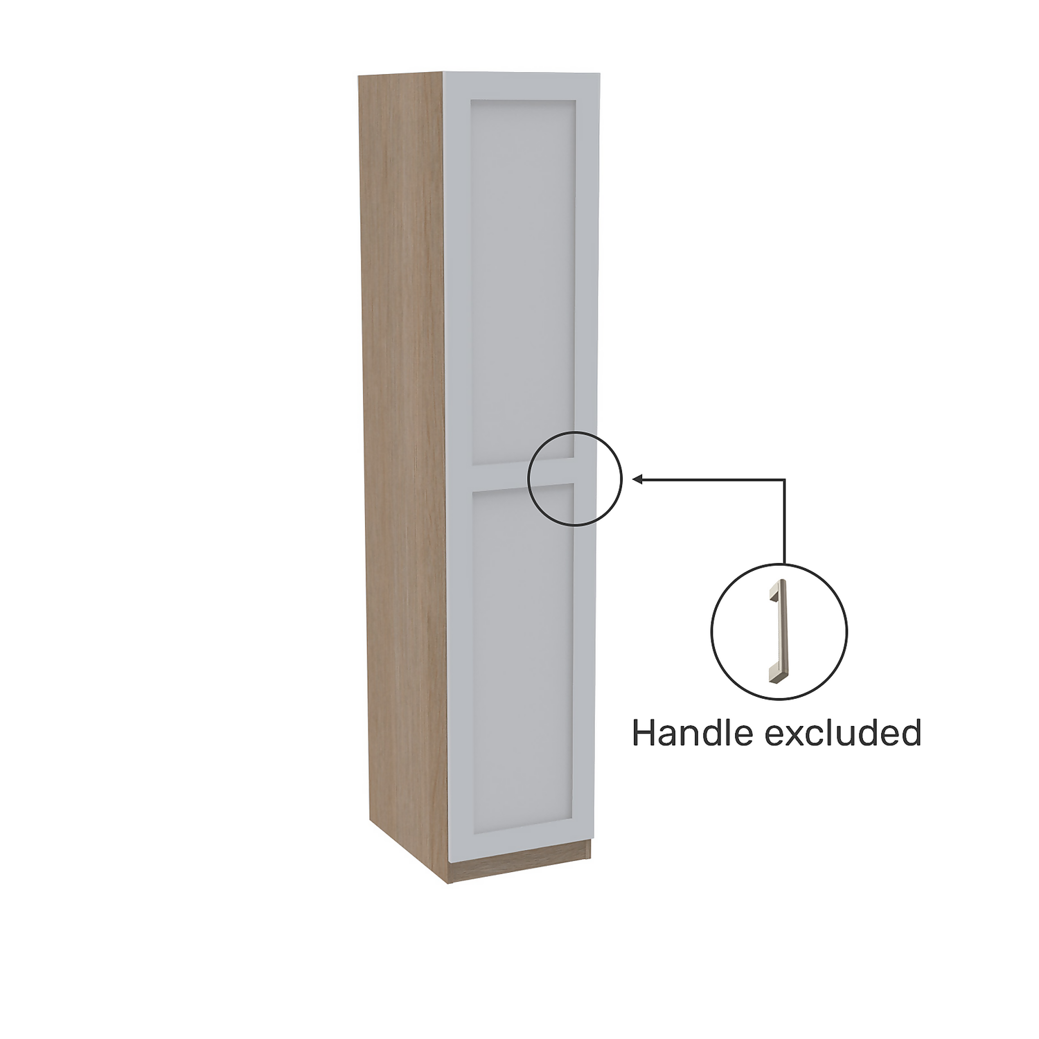 House Beautiful Realm Single Wardrobe, Oak Effect Carcass - White Shaker Door (W) 450mm X (H) 2196mm - Image 3