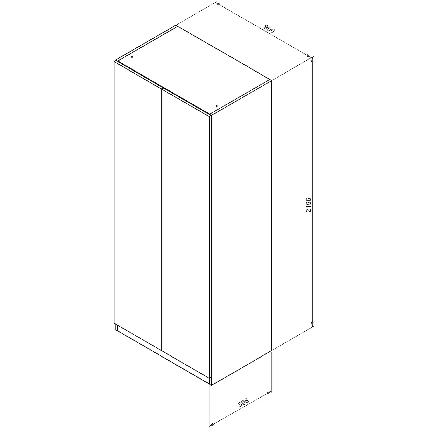 House Beautiful Escape Double Wardrobe, Oak Effect Carcass - Gloss White Handleless Door (W) 900mm X (H) 2196mm - Image 4