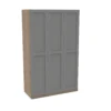 House Beautiful Realm Triple Wardrobe, Oak Effect Carcass - Grey Shaker Doors (W) 1350mm X (H) 2196mm