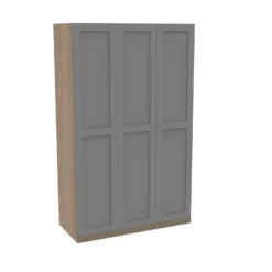 House Beautiful Realm Triple Wardrobe, Oak Effect Carcass - Grey Shaker Doors (W) 1350mm X (H) 2196mm